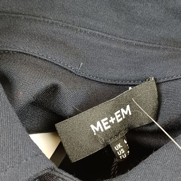 ME And Em Women Pleated Skirt Midi Shirt Dress Size 2 Long Sleeve Button In Navy - Picture 9 of 12